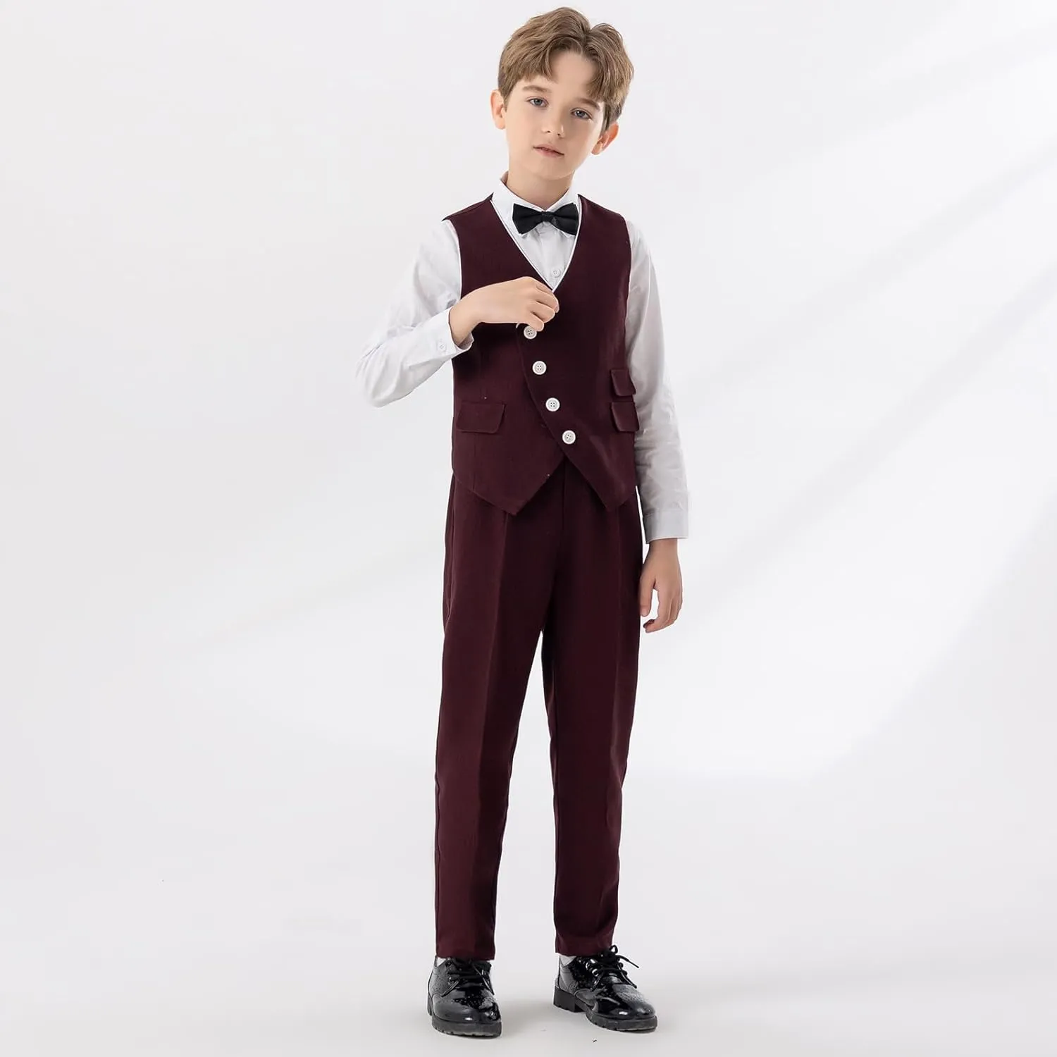 5 Piece Suits for Boys Formal Slim Fit Suit Set Wedding Ring Bearer Outfits Kids Tuxedo Suit First Communion Outfits