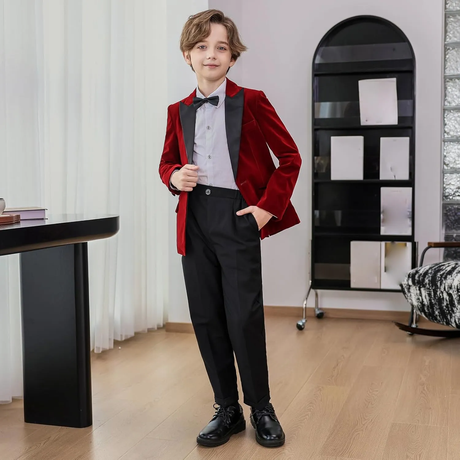 5 Piece Suits for Boys Formal Slim Fit Suit Set Wedding Ring Bearer Outfits Kids Tuxedo Suit First Communion Outfits
