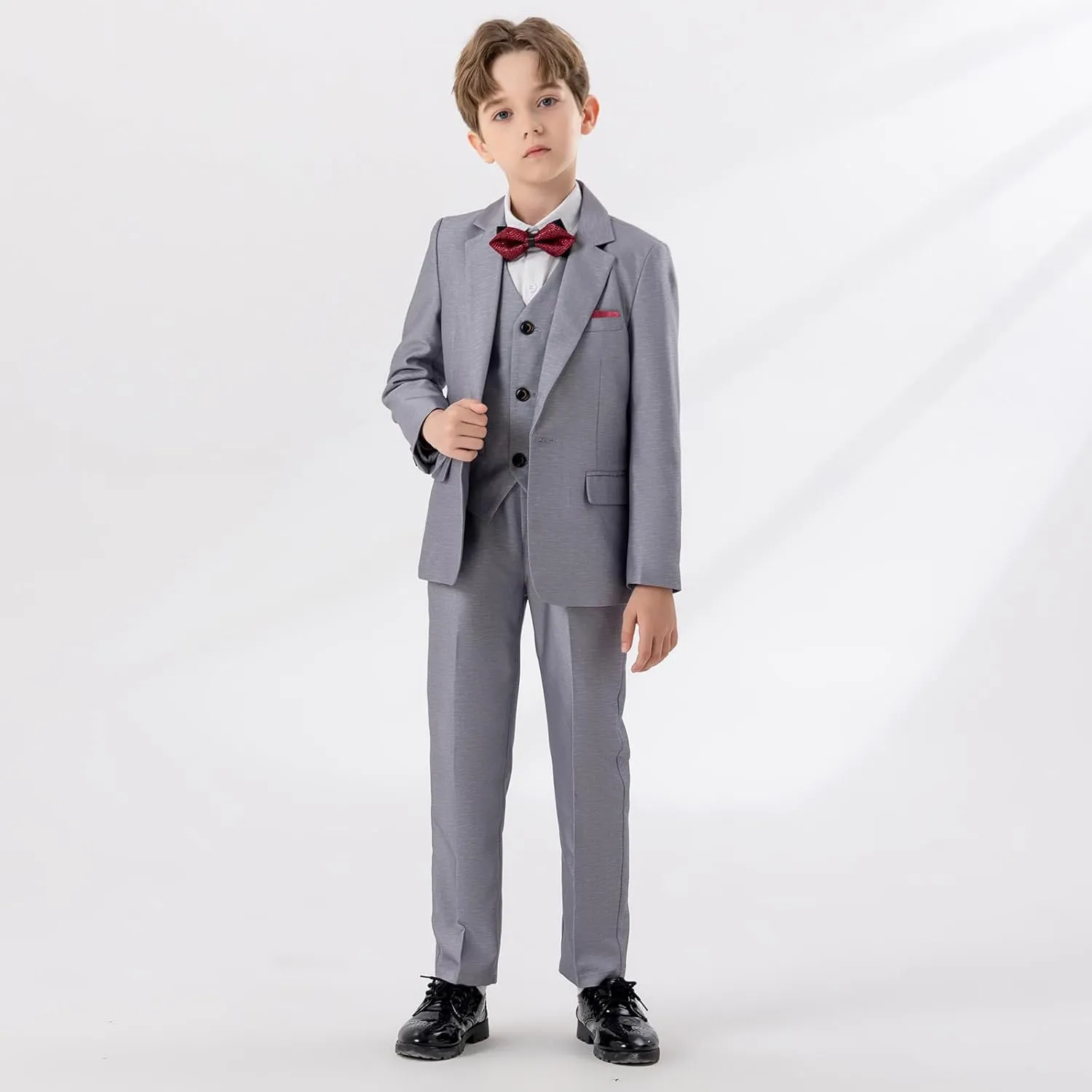 5 Piece Suits for Boys Formal Slim Fit Suit Set Wedding Ring Bearer Outfits Kids Tuxedo Suit First Communion Outfits