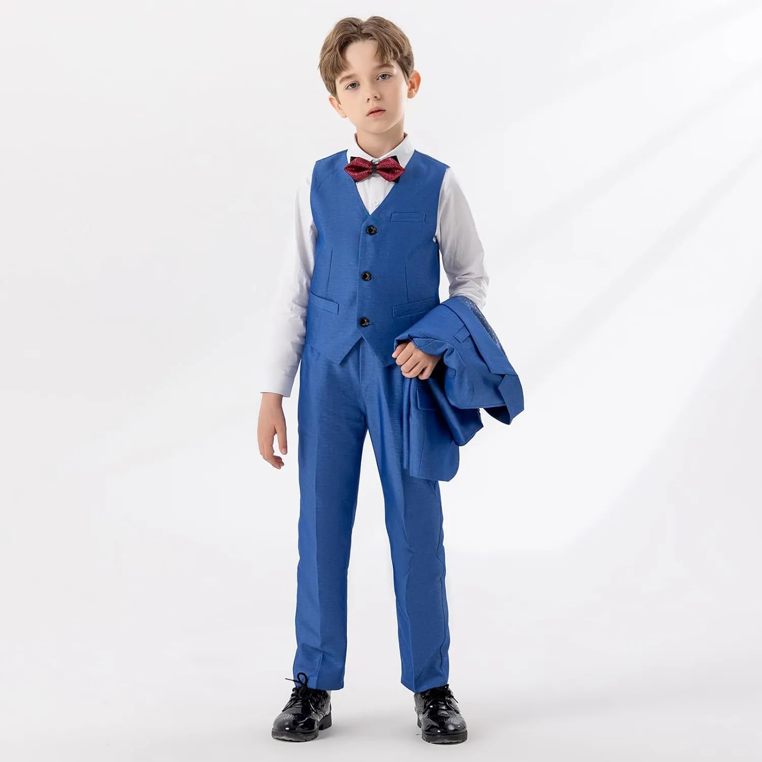 5 Piece Suits for Boys Formal Slim Fit Suit Set Wedding Ring Bearer Outfits Kids Tuxedo Suit First Communion Outfits