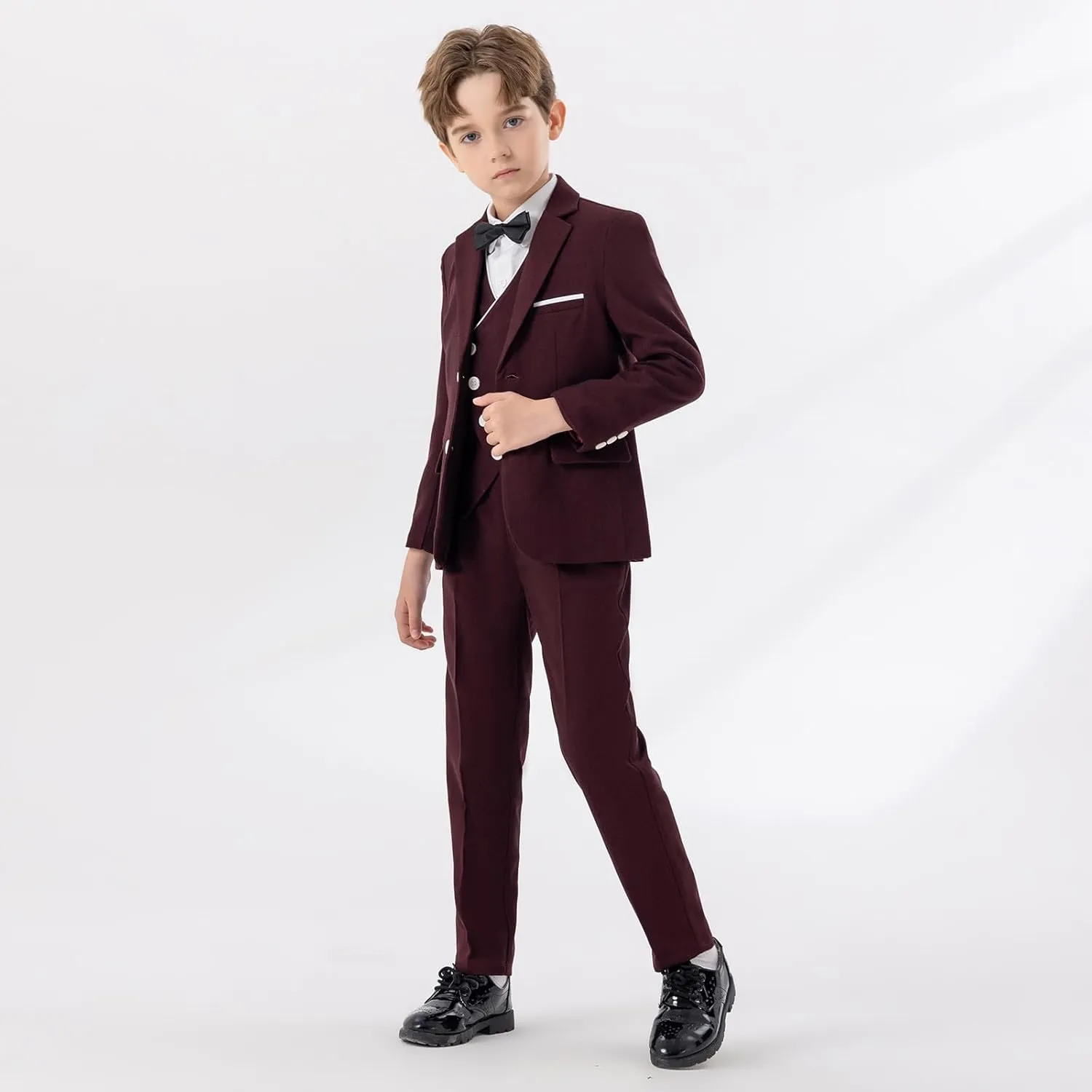 5 Piece Suits for Boys Formal Slim Fit Suit Set Wedding Ring Bearer Outfits Kids Tuxedo Suit First Communion Outfits