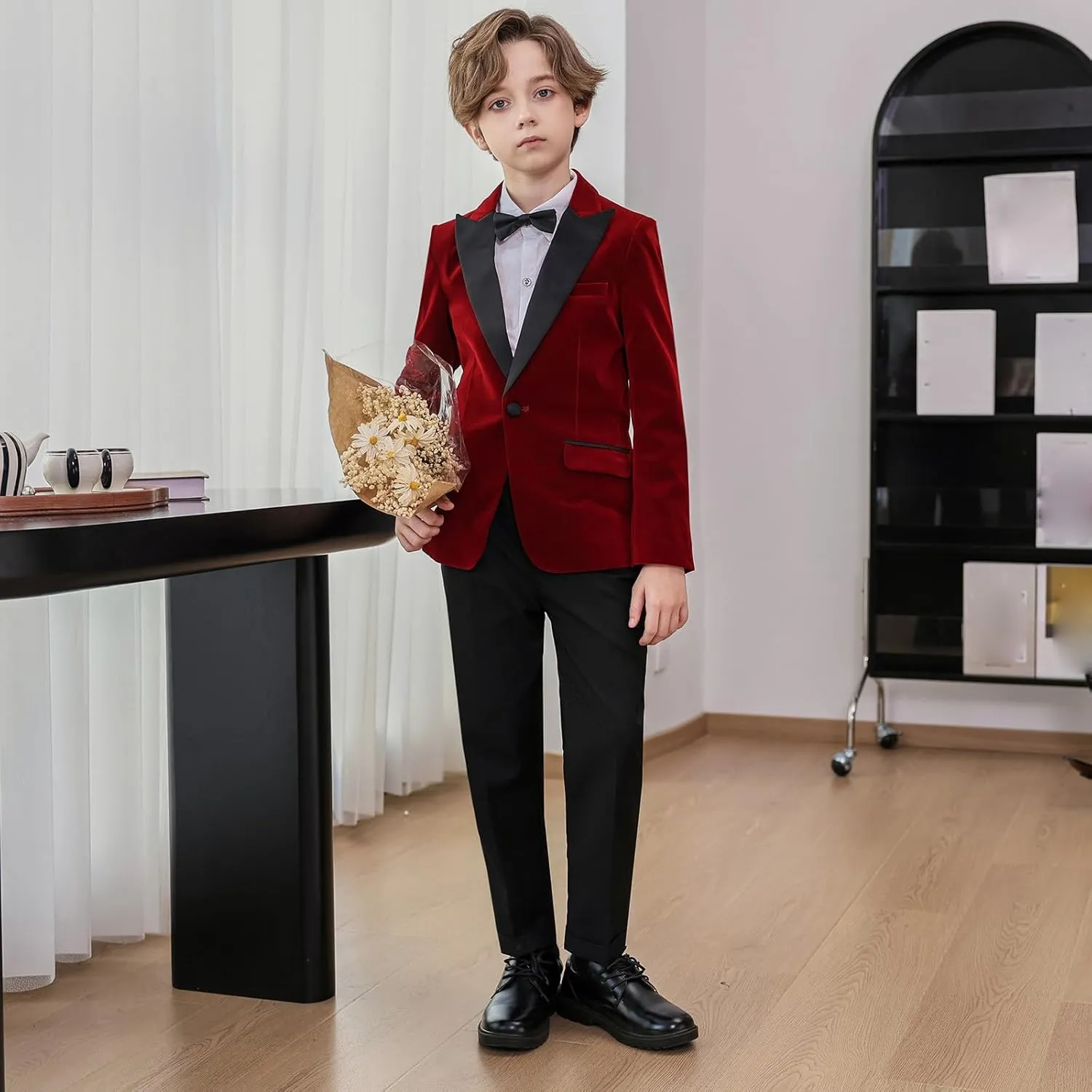5 Piece Suits for Boys Formal Slim Fit Suit Set Wedding Ring Bearer Outfits Kids Tuxedo Suit First Communion Outfits