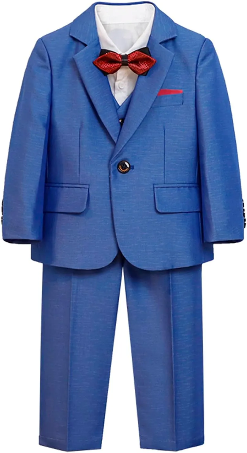 5 Piece Suits for Boys Formal Slim Fit Suit Set Wedding Ring Bearer Outfits Kids Tuxedo Suit First Communion Outfits