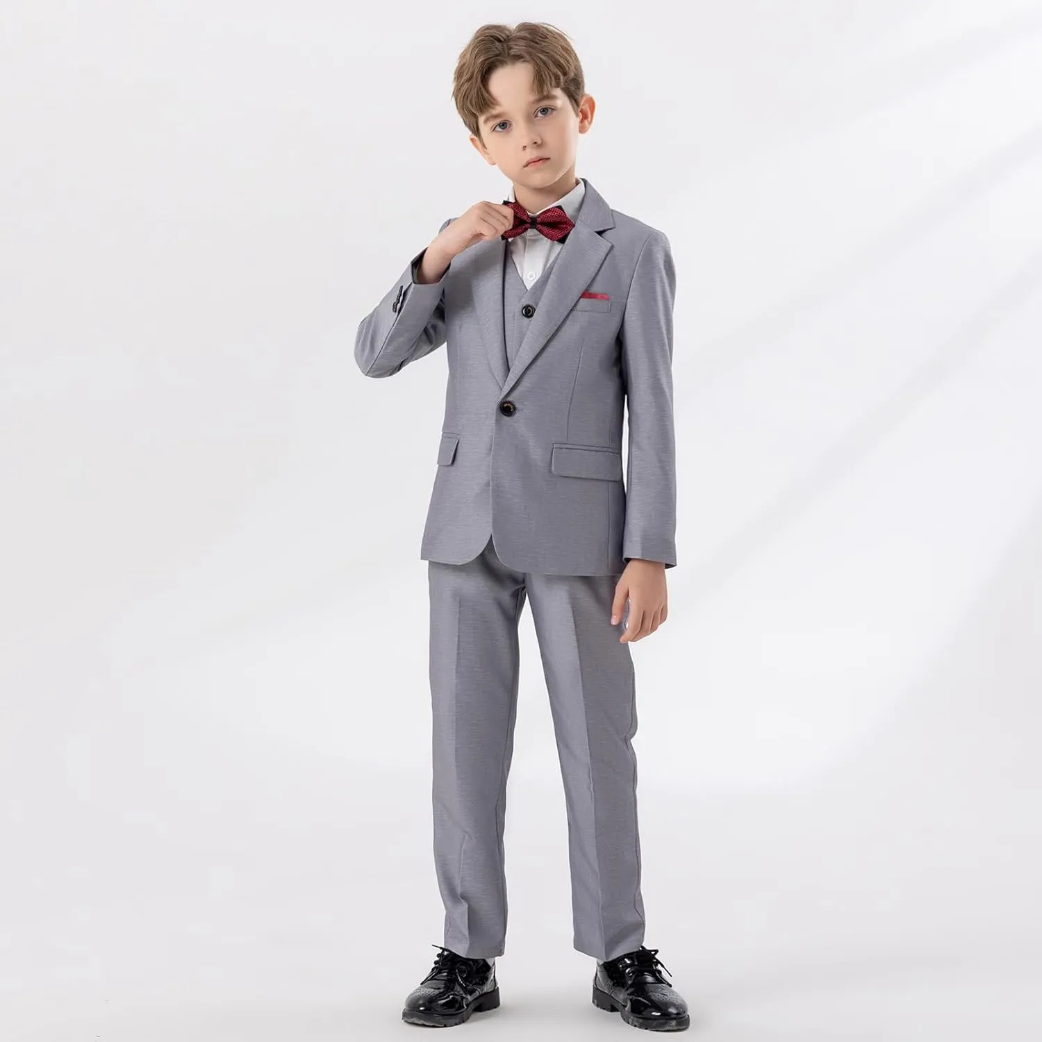 5 Piece Suits for Boys Formal Slim Fit Suit Set Wedding Ring Bearer Outfits Kids Tuxedo Suit First Communion Outfits