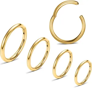 5PCS Nose Rings Hoop Surgical Steel 16G 18G 20G Tragus Helix Conch Hoop Earrings 6/7/8/9/10mm