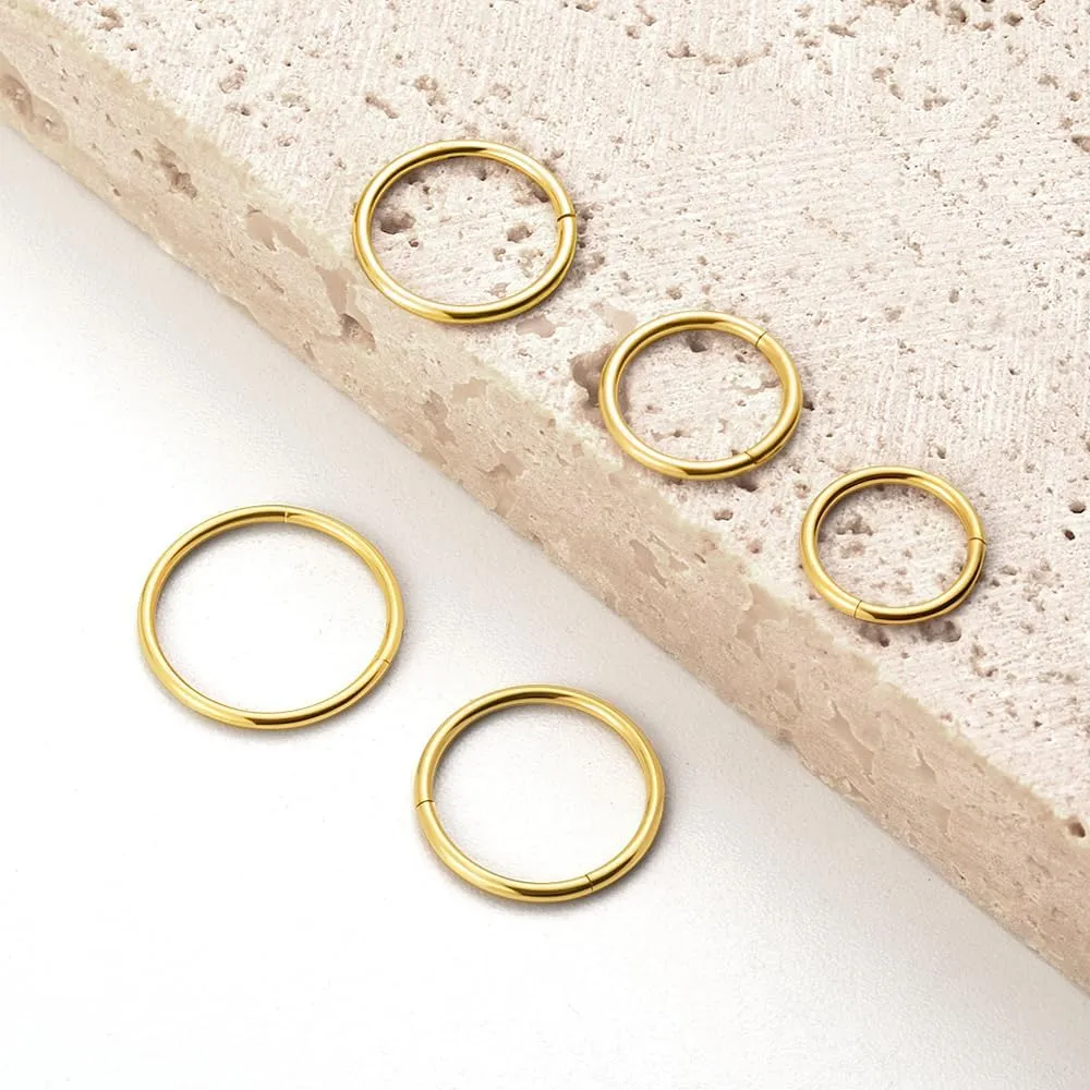5PCS Nose Rings Hoop Surgical Steel 16G 18G 20G Tragus Helix Conch Hoop Earrings 6/7/8/9/10mm