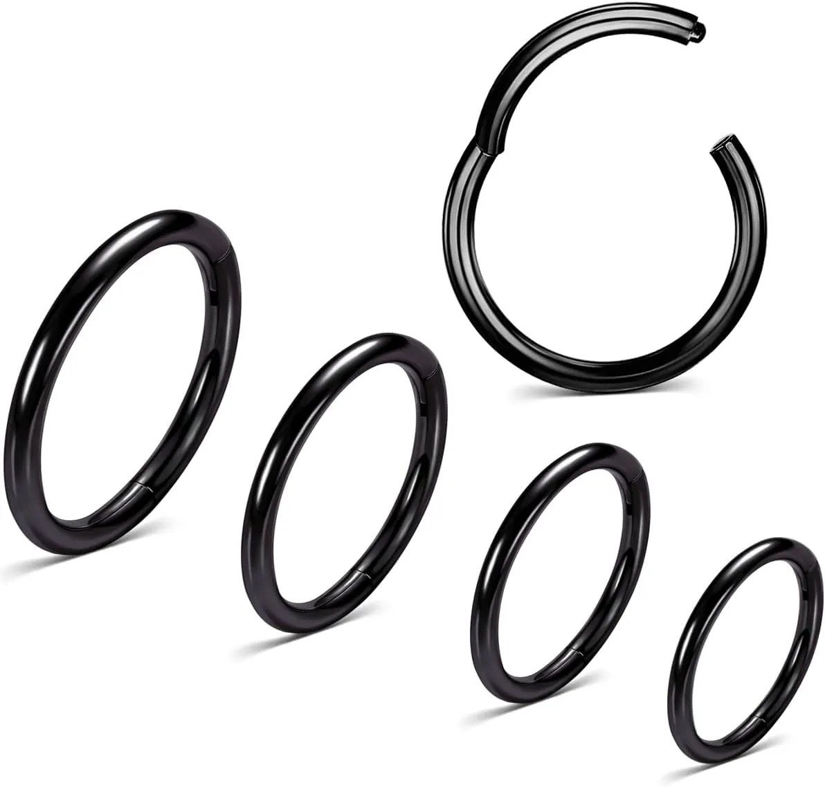 5PCS Nose Rings Hoop Surgical Steel 16G 18G 20G Tragus Helix Conch Hoop Earrings 6/7/8/9/10mm