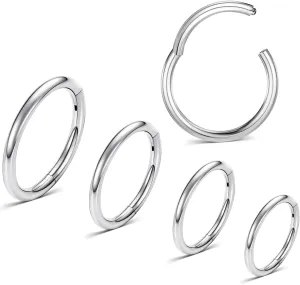 5PCS Nose Rings Hoop Surgical Steel 16G 18G 20G Tragus Helix Conch Hoop Earrings 6/7/8/9/10mm