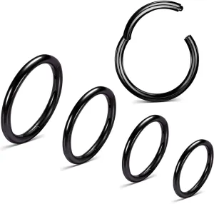 5PCS Nose Rings Hoop Surgical Steel 16G 18G 20G Tragus Helix Conch Hoop Earrings 6/7/8/9/10mm