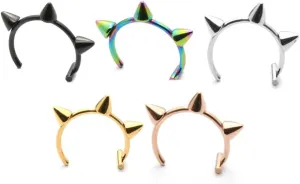 5Pcs Spike Fake Lip Rings for Women T-Shaped Stainless Steel Fake Lip Piercing Jewelry Non piercing Lip Rings Statement Body Jewelry, One Size, agate