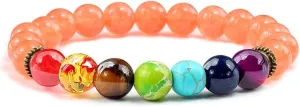 7 Chakra Bracelet Colorful Natural Stone Bead Strand Bracelet Men Women Healing Distance Buddha Bangles Prayer Yoga Jewelry Gift Attractive Processed