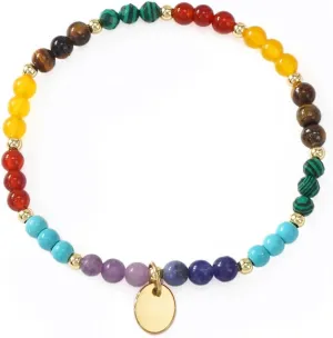 7 Chakra Healing Crystal Bracelets for Women,Gold Plated Love Heart Ellipse Cross Candy Beaded Charm Energy Stone Beads Friendship Good Luck Handmade Fashion Jewelry Gifts