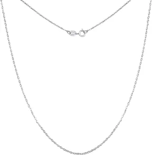 925 Sterling Silver Cable Chain For Women, White Gold Plated Necklace, Fine Cable Chain, 1.4mm, 16" To 24" Lengths