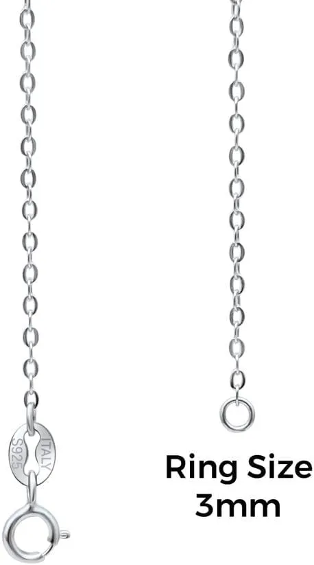 925 Sterling Silver Cable Chain For Women, White Gold Plated Necklace, Fine Cable Chain, 1.4mm, 16" To 24" Lengths