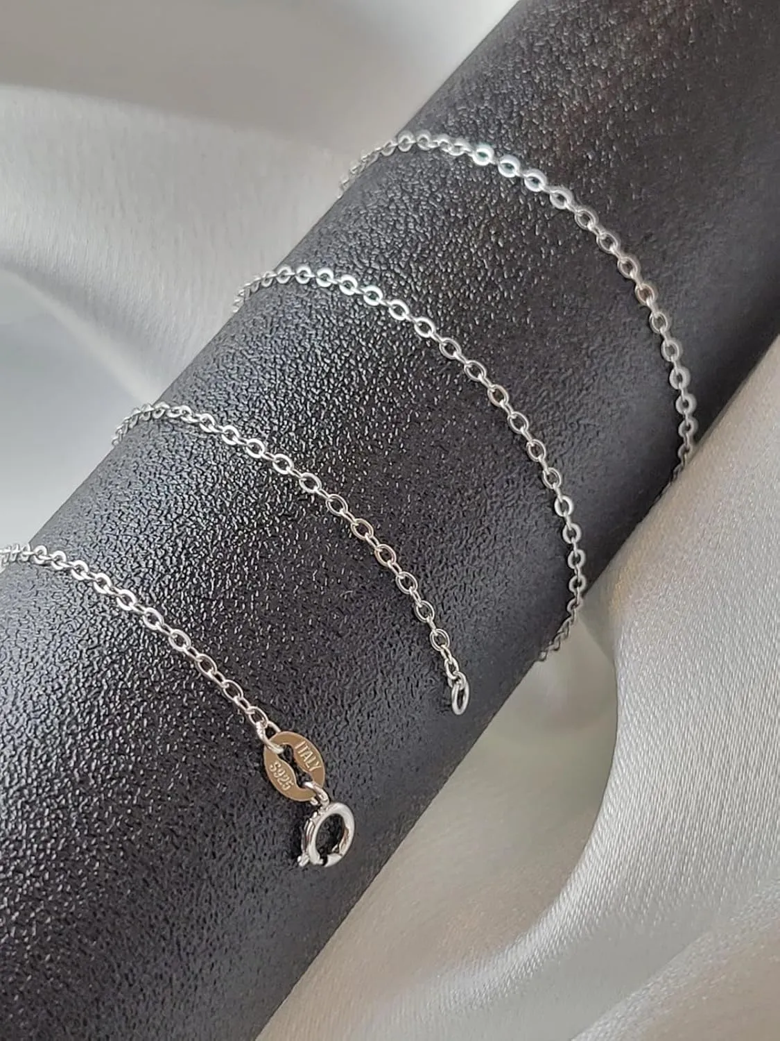 925 Sterling Silver Cable Chain For Women, White Gold Plated Necklace, Fine Cable Chain, 1.4mm, 16" To 24" Lengths