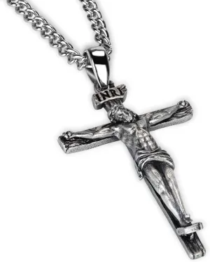 925 Sterling Silver Crucifix Necklace, Jesus Cross Necklace for Men, Christian Jewelry for Men Women, Protection Amulet Pendant