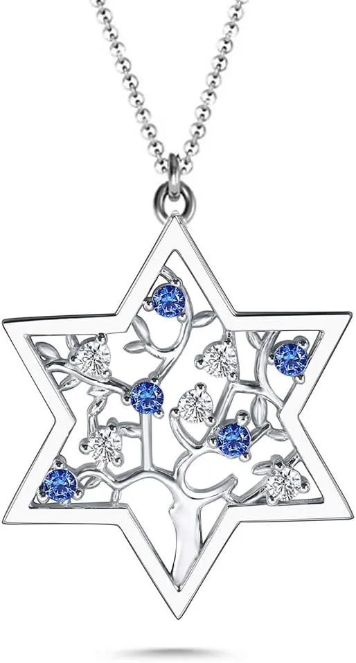 925 Sterling Silver Jewelry - Jewish Star of David & Tree of Life Necklace & Earrings - Perfect for Hanukkah, Valentine's & Thanksgiving Gifts