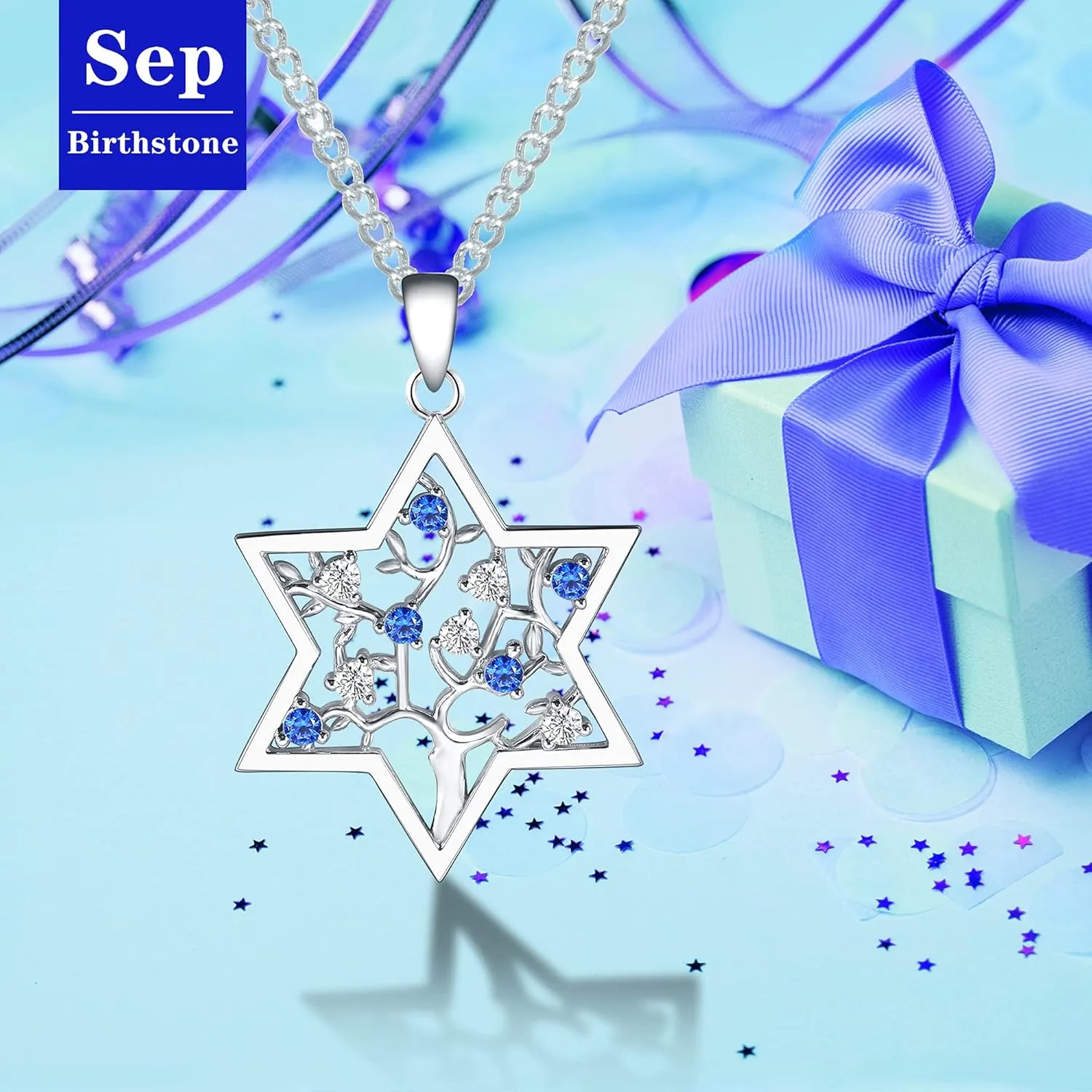925 Sterling Silver Jewelry - Jewish Star of David & Tree of Life Necklace & Earrings - Perfect for Hanukkah, Valentine's & Thanksgiving Gifts