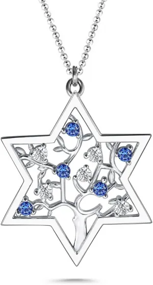 925 Sterling Silver Jewelry - Jewish Star of David & Tree of Life Necklace & Earrings - Perfect for Hanukkah, Valentine's & Thanksgiving Gifts