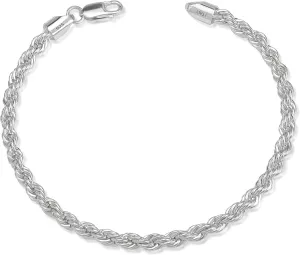 925 Sterling Silver Rope Bracelets 2/3/5mm Silver/Gold Bracelets for Women Rope Chain Bracelet for Men 6.5-9 Inches