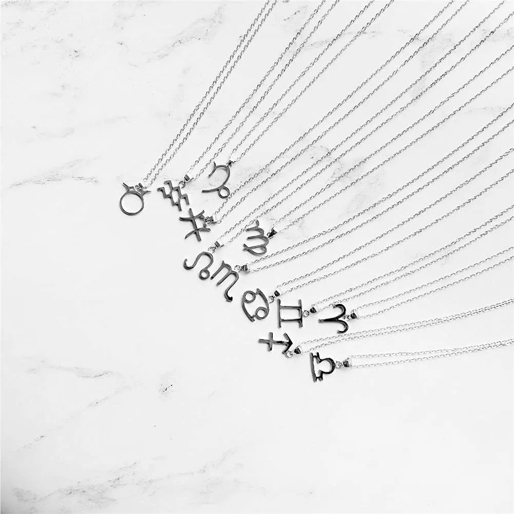925 Sterling Silver Zodiac Sign Necklace Horoscope Constellation Astrology Charm Pendant