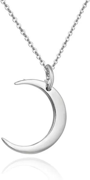 Adabele Solid Sterling Silver Crescent Moon Symbol of Growth Transformation Pendant Necklace Jewelry Hypoallergenic Nickel Free Women Birthday Gift