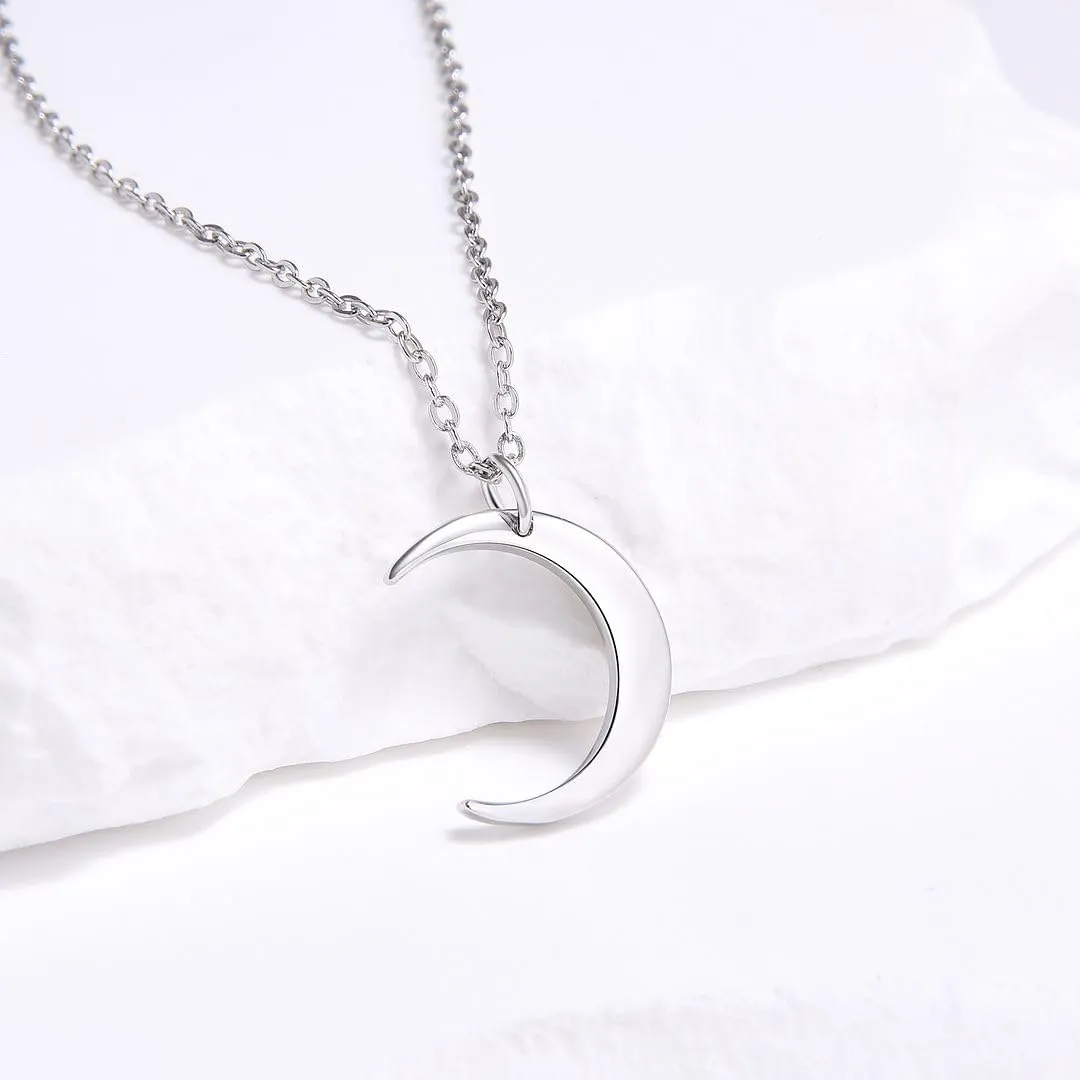 Adabele Solid Sterling Silver Crescent Moon Symbol of Growth Transformation Pendant Necklace Jewelry Hypoallergenic Nickel Free Women Birthday Gift