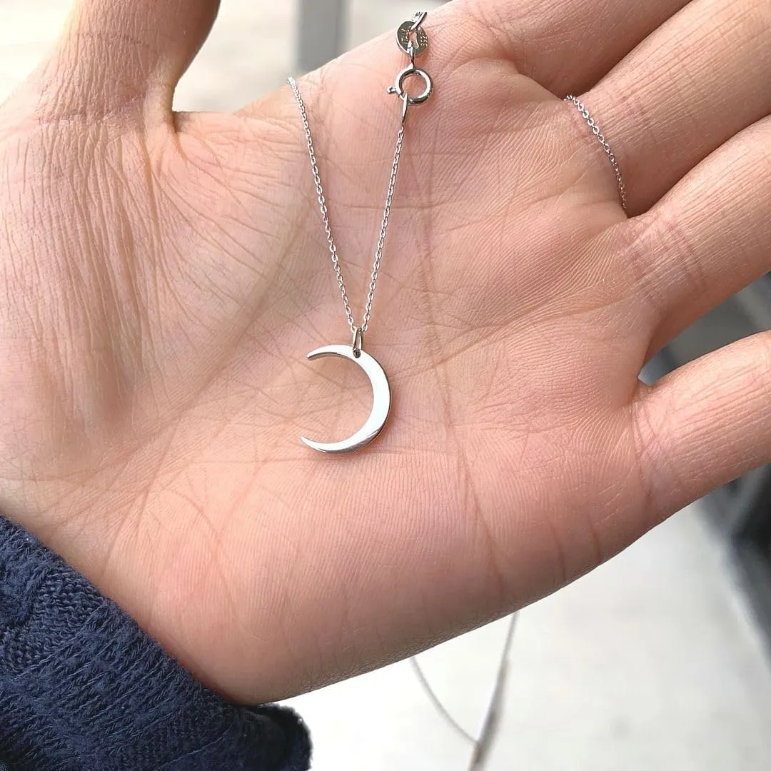 Adabele Solid Sterling Silver Crescent Moon Symbol of Growth Transformation Pendant Necklace Jewelry Hypoallergenic Nickel Free Women Birthday Gift
