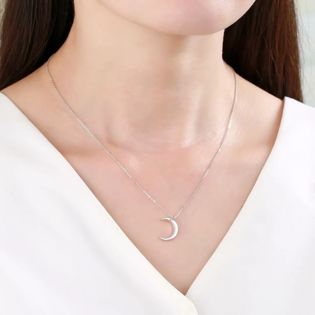 Adabele Solid Sterling Silver Crescent Moon Symbol of Growth Transformation Pendant Necklace Jewelry Hypoallergenic Nickel Free Women Birthday Gift