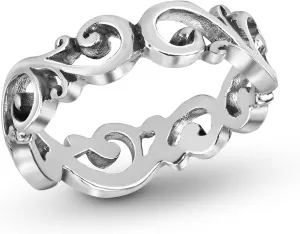 AeraVida Swirl and Filigree All-Around Band .925 Silver Ring