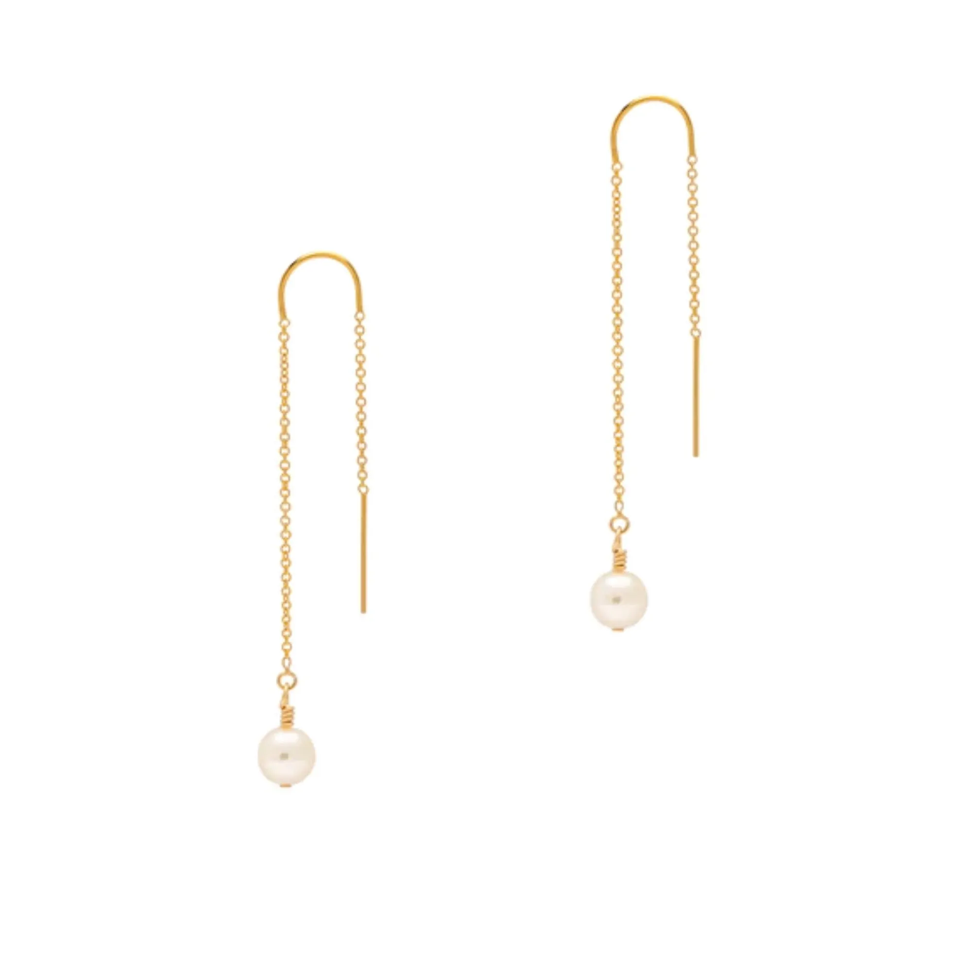 Akoya Pearl Threader Earrings (14K Gold)