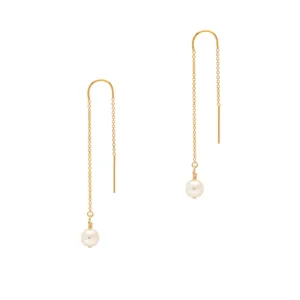 Akoya Pearl Threader Earrings (14K Gold)