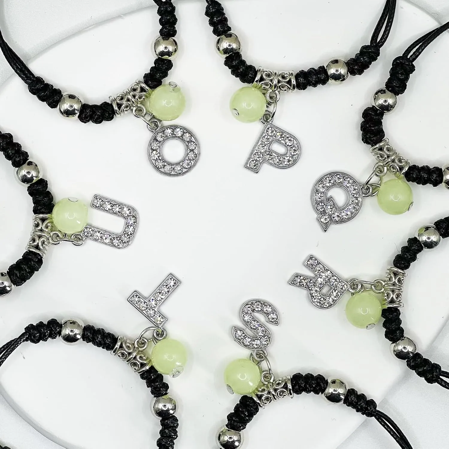 Alphabet Glow-in-the-Dark Bracelet, Best Friend Birthday Gift Graduation, Adjustable Letters A-Z Braided Bracelet, Sisters Daughters Mother's Day Mom Women Friendship Jewelry