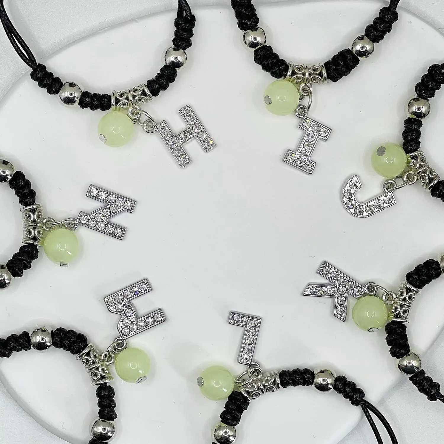 Alphabet Glow-in-the-Dark Bracelet, Best Friend Birthday Gift Graduation, Adjustable Letters A-Z Braided Bracelet, Sisters Daughters Mother's Day Mom Women Friendship Jewelry