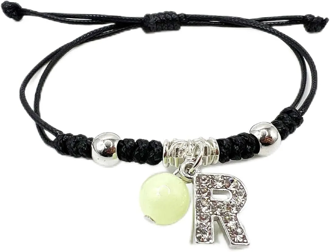 Alphabet Glow-in-the-Dark Bracelet, Best Friend Birthday Gift Graduation, Adjustable Letters A-Z Braided Bracelet, Sisters Daughters Mother's Day Mom Women Friendship Jewelry