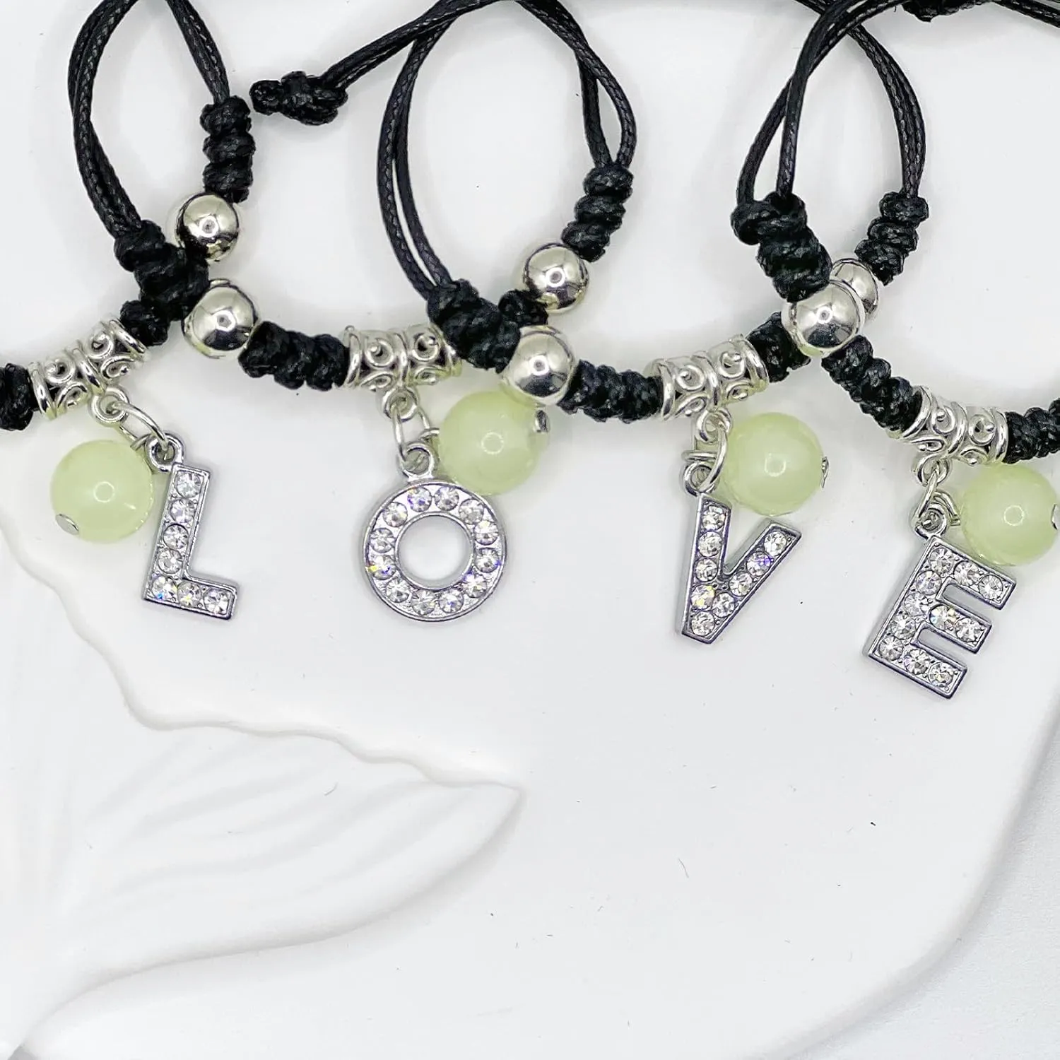 Alphabet Glow-in-the-Dark Bracelet, Best Friend Birthday Gift Graduation, Adjustable Letters A-Z Braided Bracelet, Sisters Daughters Mother's Day Mom Women Friendship Jewelry