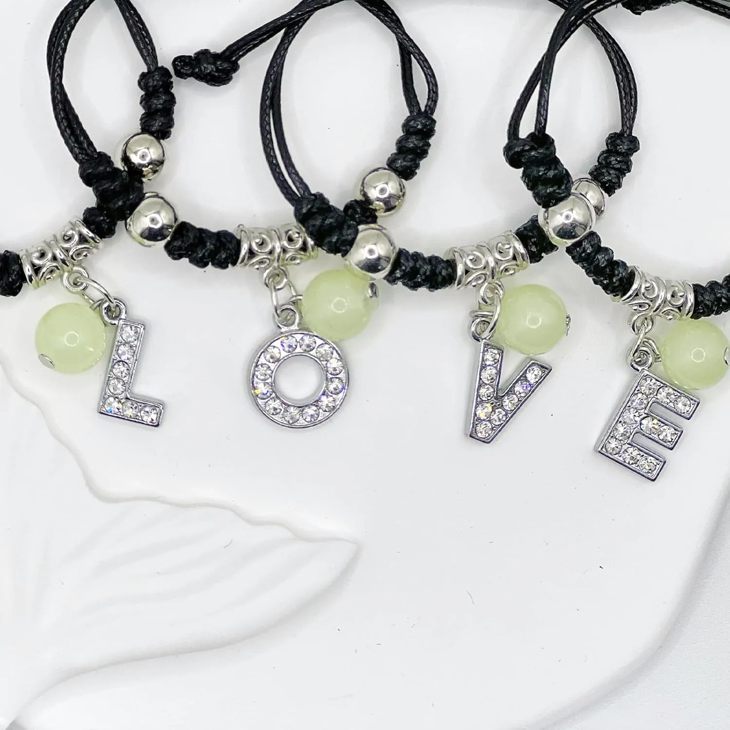 Alphabet Glow-in-the-Dark Bracelet, Best Friend Birthday Gift Graduation, Adjustable Letters A-Z Braided Bracelet, Sisters Daughters Mother's Day Mom Women Friendship Jewelry