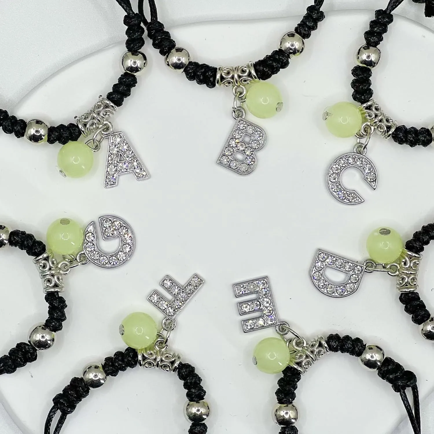 Alphabet Glow-in-the-Dark Bracelet, Best Friend Birthday Gift Graduation, Adjustable Letters A-Z Braided Bracelet, Sisters Daughters Mother's Day Mom Women Friendship Jewelry