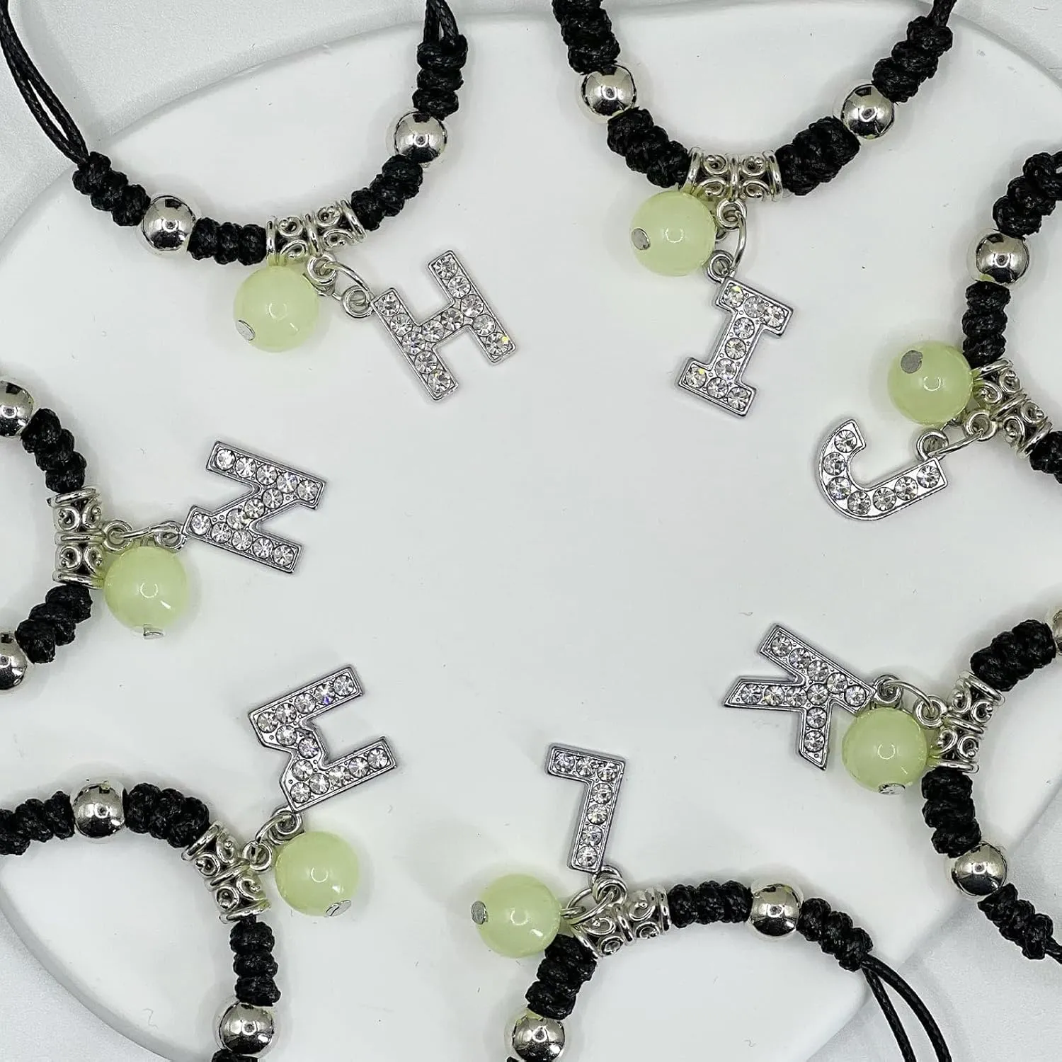 Alphabet Glow-in-the-Dark Bracelet, Best Friend Birthday Gift Graduation, Adjustable Letters A-Z Braided Bracelet, Sisters Daughters Mother's Day Mom Women Friendship Jewelry