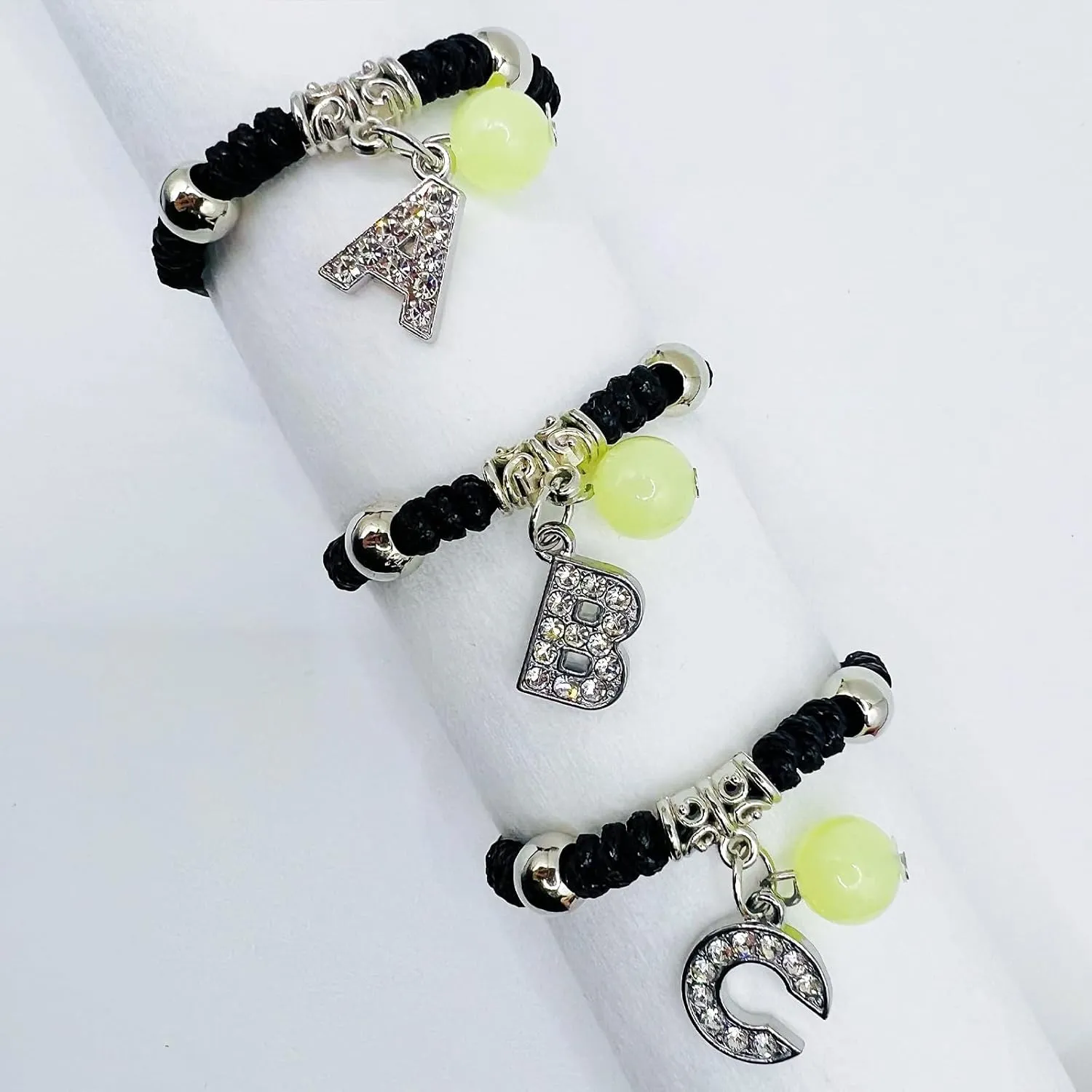 Alphabet Glow-in-the-Dark Bracelet, Best Friend Birthday Gift Graduation, Adjustable Letters A-Z Braided Bracelet, Sisters Daughters Mother's Day Mom Women Friendship Jewelry