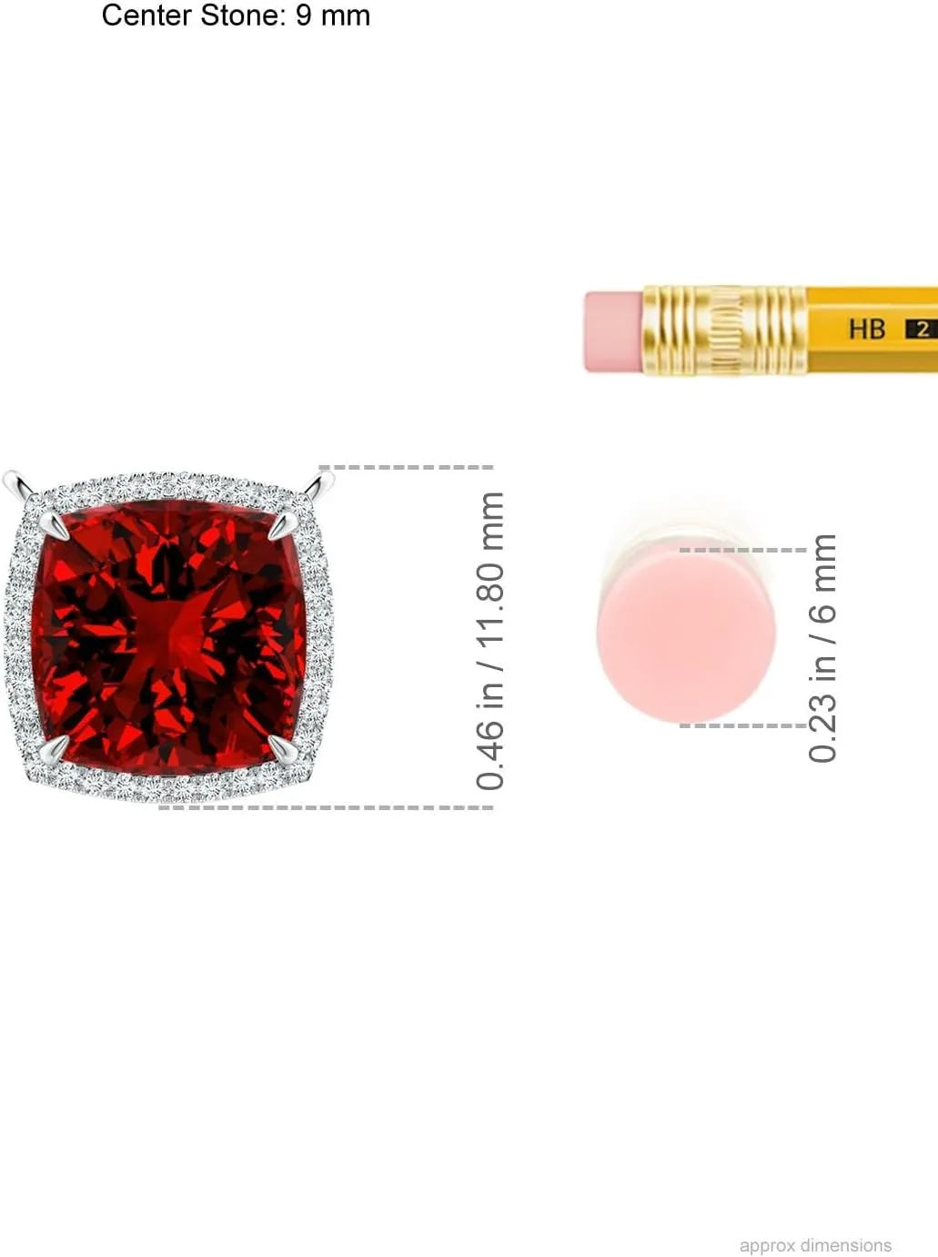 Angara Lab Grown Cushion Ruby Halo Pendant with Filigree in Silver / 14K Solid Gold/Platinum | July Birthstone, Birthday, Engagement, Anniversary, Wedding Jewelry Gift for Women