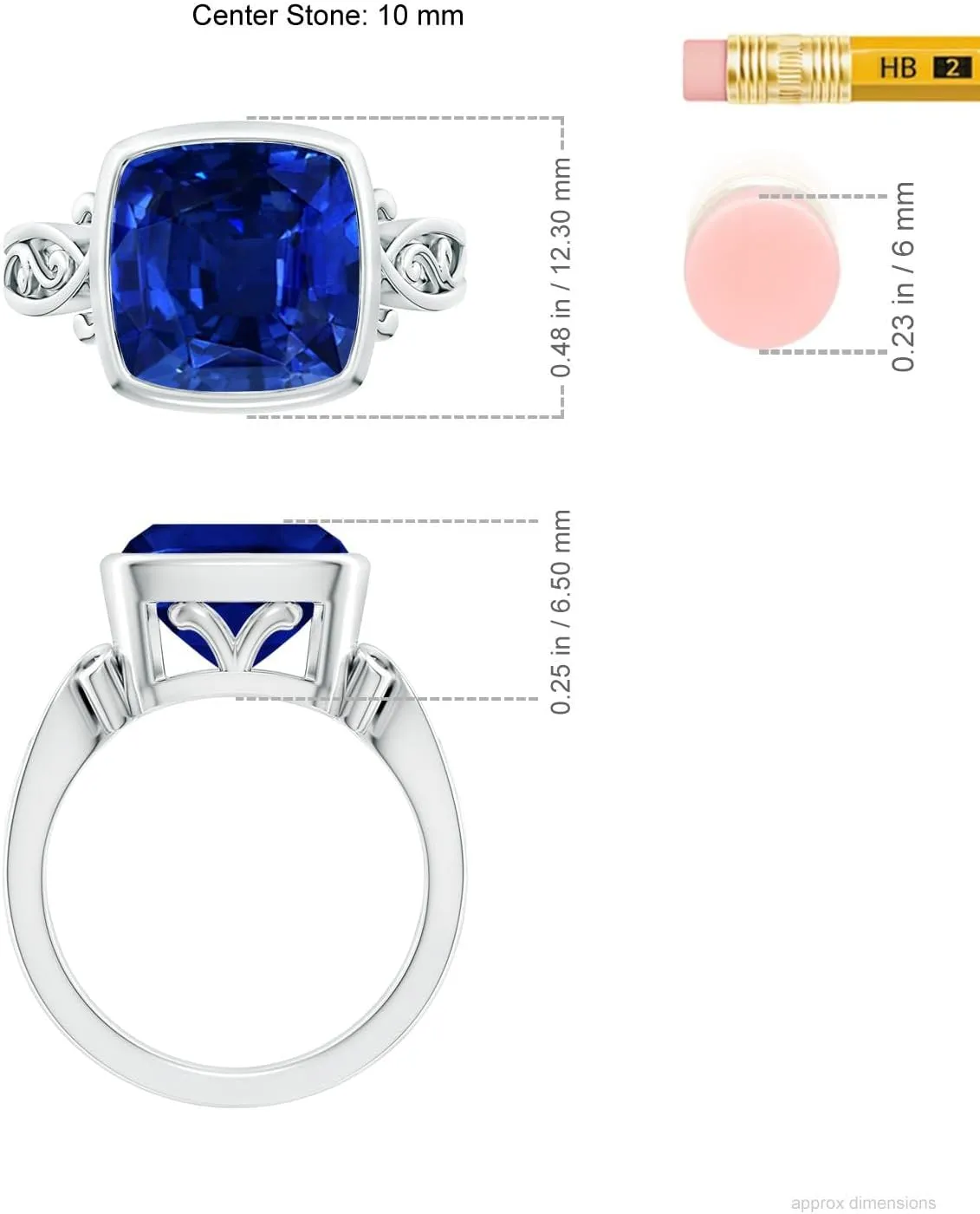 Angara Lab Grown Vintage Style Cushion Sapphire Solitaire Ring in 14K Solid Gold/Platinum | September Birthstone, Birthday, Engagement, Anniversary, Wedding Jewelry Gift for Women