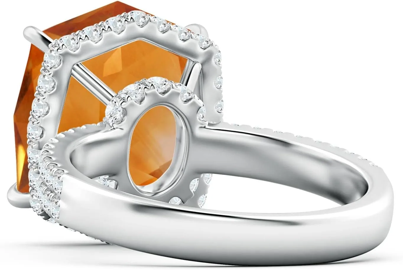 Angara Natural GIA Certified Rectangular Cushion 7.12 ct Citrine Hidden Halo Cocktail Ring in 14K Solid Gold/Platinum for Women | November Birthstone Jewelry for Women