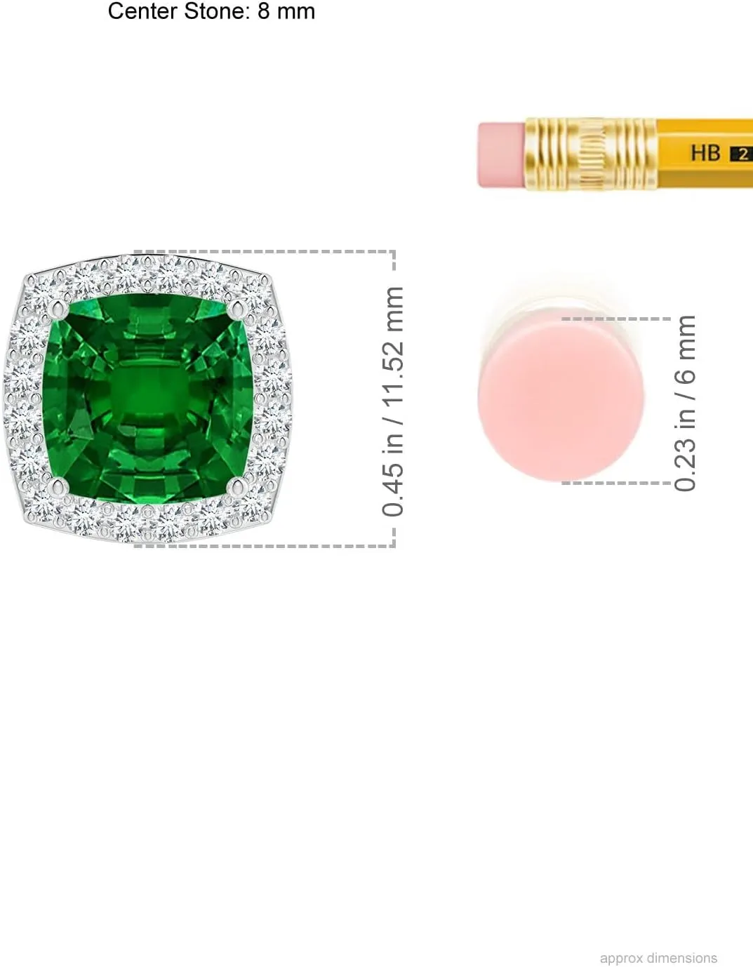 Angara Vintage Inspired Cushion Lab Grown Emerald Halo Pendant in 14K Solid Gold/Platinum | May Birthstone, Birthday, Engagement, Anniversary, Wedding Jewelry Gift for Women