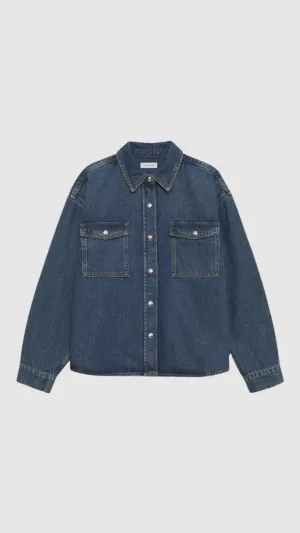 Anine Bing Paxton Shirt in Sea Blue