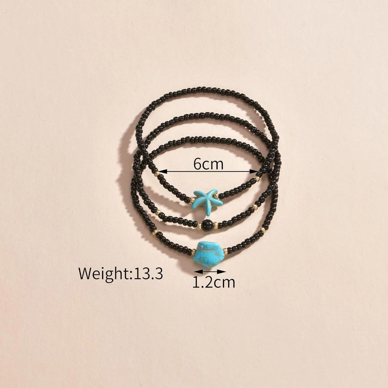 Ankle Bracelets for Women Waterproof Heart Beaded Anklet Layered Elastic Beaded Anklet Boho Beach Stretchy Anklets Foot Jewelry for Beach Accessories for Summer