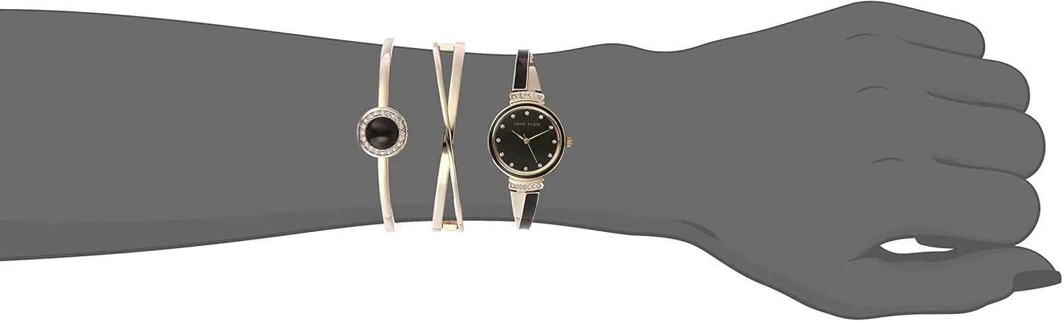 Anne Klein Women's Premium Crystal Accented Watch and Bangle Set