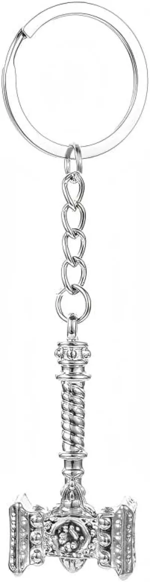 Antique Silver Plated Hammer Keychain Keyring Gifts Purse Bag Accessories Statement Novelty Charms