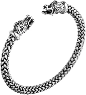 AOCHEE Norse Viking Double Dragon Head Twisted Bracelet Arm Ring Bangles Adjustable Men's Jewelry