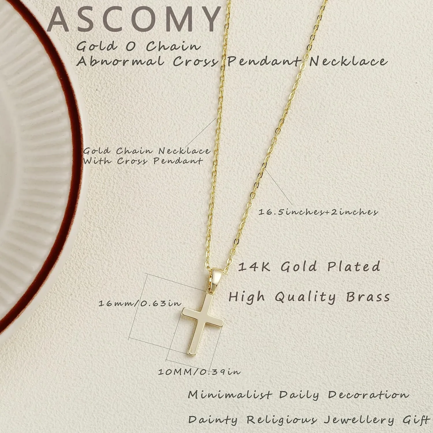 ASCOMY Cross Necklace for Women 14K Gold & Silver Plated Cross Pendant Necklace Trendy Cross Pendant Chain Necklace Minimalist Daily Decoration Jewellery For Women Dainty Religious Gift
